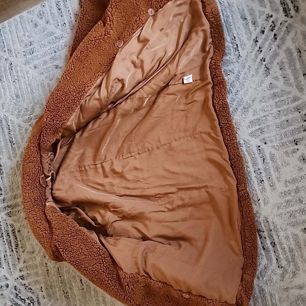 Free People Brown Teddy Coat Cozy Indie Sleaze Grunge Sherpa Jacket - Picture 5 of 7